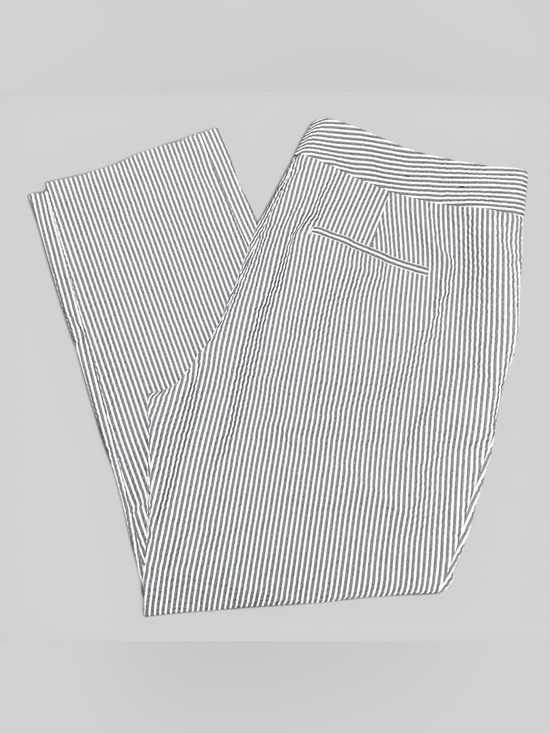 Ann Taylor Pants - Ann Taylor Devon Fit Seersucker Crop Pants Size 12 Blue White Striped Cotton